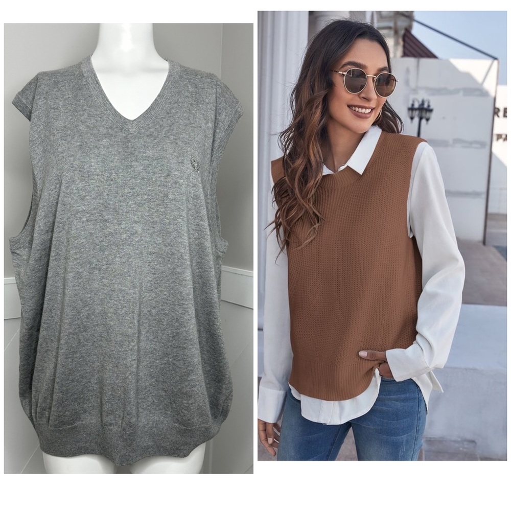 GREY SLEEVELESS SWEATER